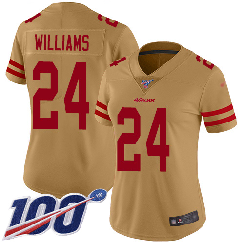 San Francisco 49ers Limited Gold Women K Waun Williams NFL Jersey 24 100th Season Vapor Untouchable